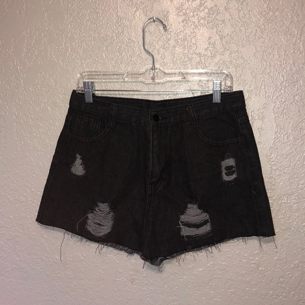 Black jean shorts